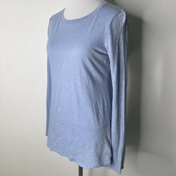 ATM Women's Light Blue Splatter Print Long Sleeve Crew Neck T-Shirt Size XS - Picture 3 of 11